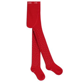 Girls Red Logo Tights