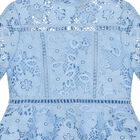 Girls Blue Floral Lace Dress, 1, hi-res