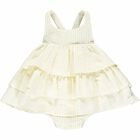 Baby Girls White & Yellow Stripes Romper Set, 1, hi-res