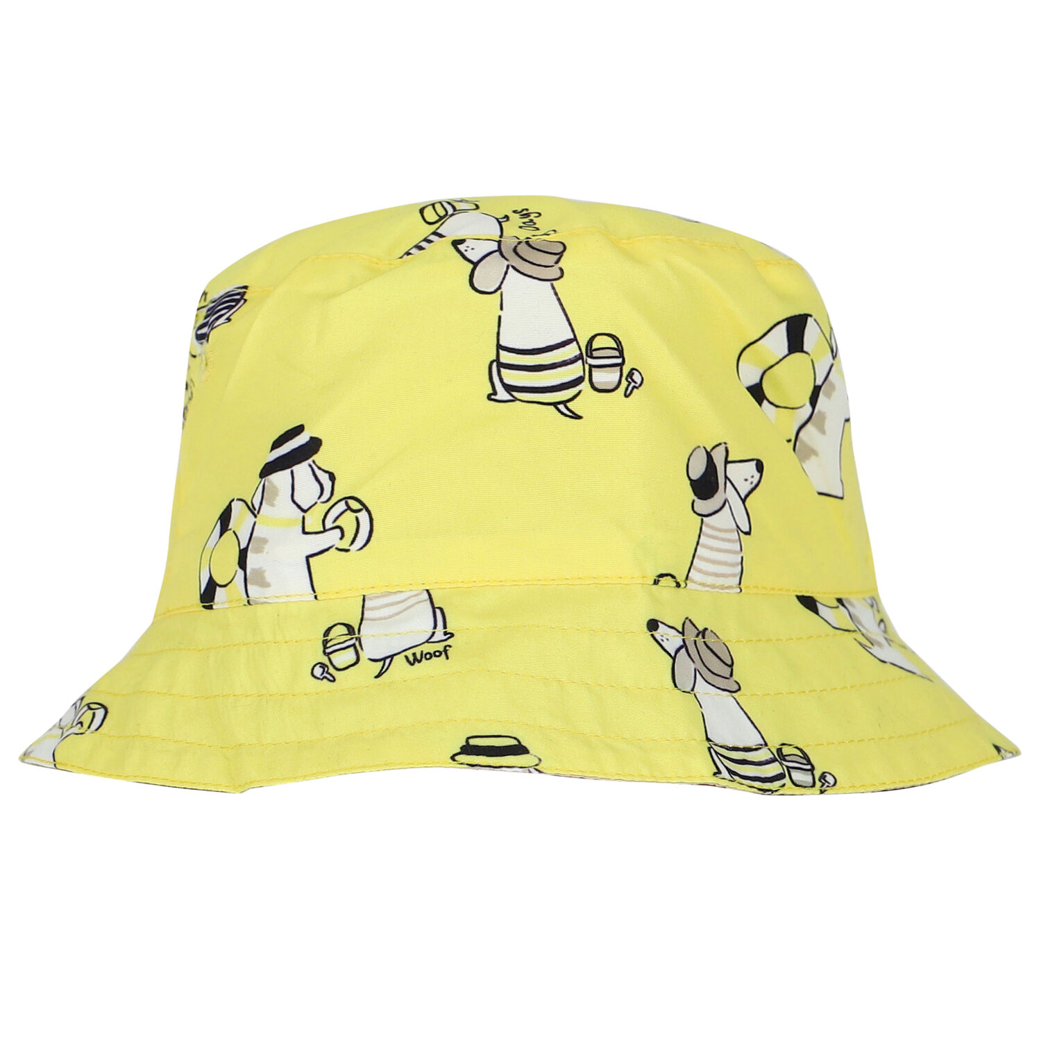 Younger Boys Yellow & Beige Reversible Bucket Hat, 1, hi-res