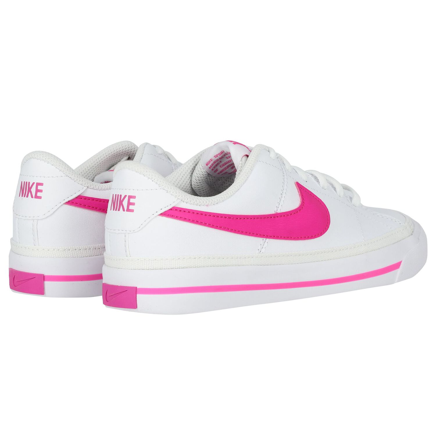 Girls White & Pink Court Legacy Trainers, 2, hi-res