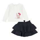 Younger Girls Ivory & Blue Skirt Set, 1, hi-res