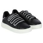 Boys Black Logo Trainers, 1, hi-res