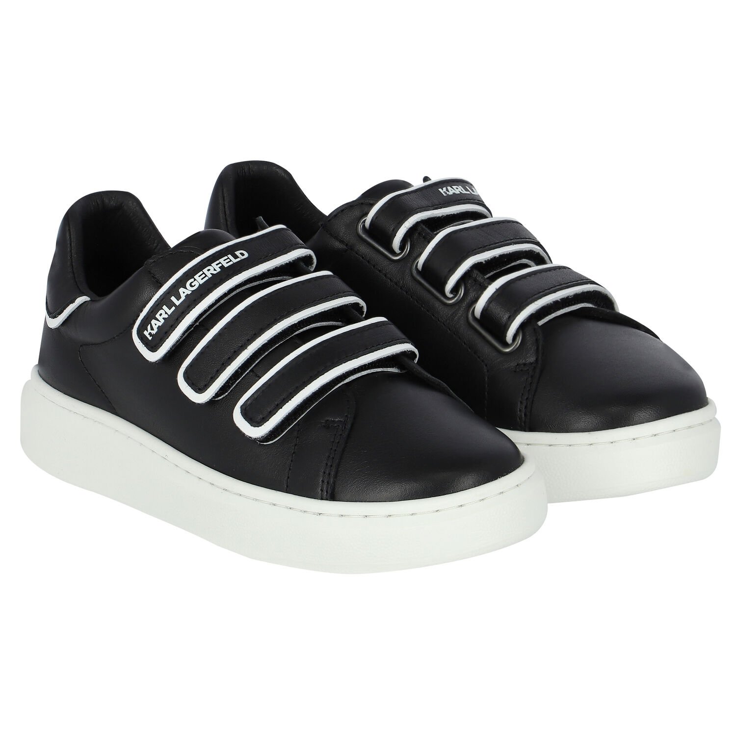 Boys Black Logo Trainers, 1, hi-res