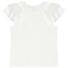 Girls Ivory Tulle Sleeved Top, 2, hi-res