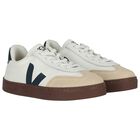 White & Beige Leather Trainers, 1, hi-res