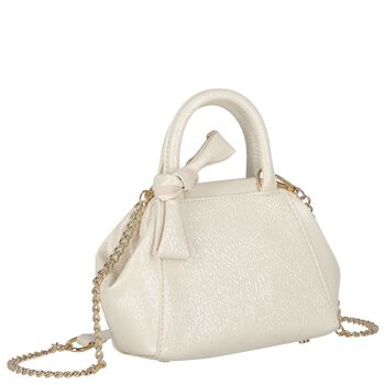 Girls Ivory Faux Leather Handbag ( 21cm )