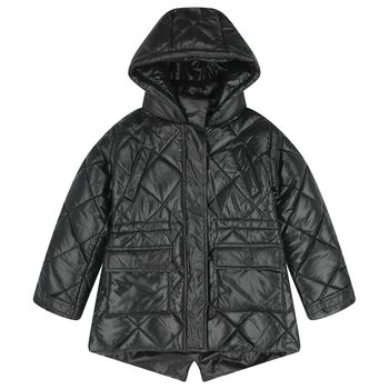 Girls Black Quilted Puffer Jacket