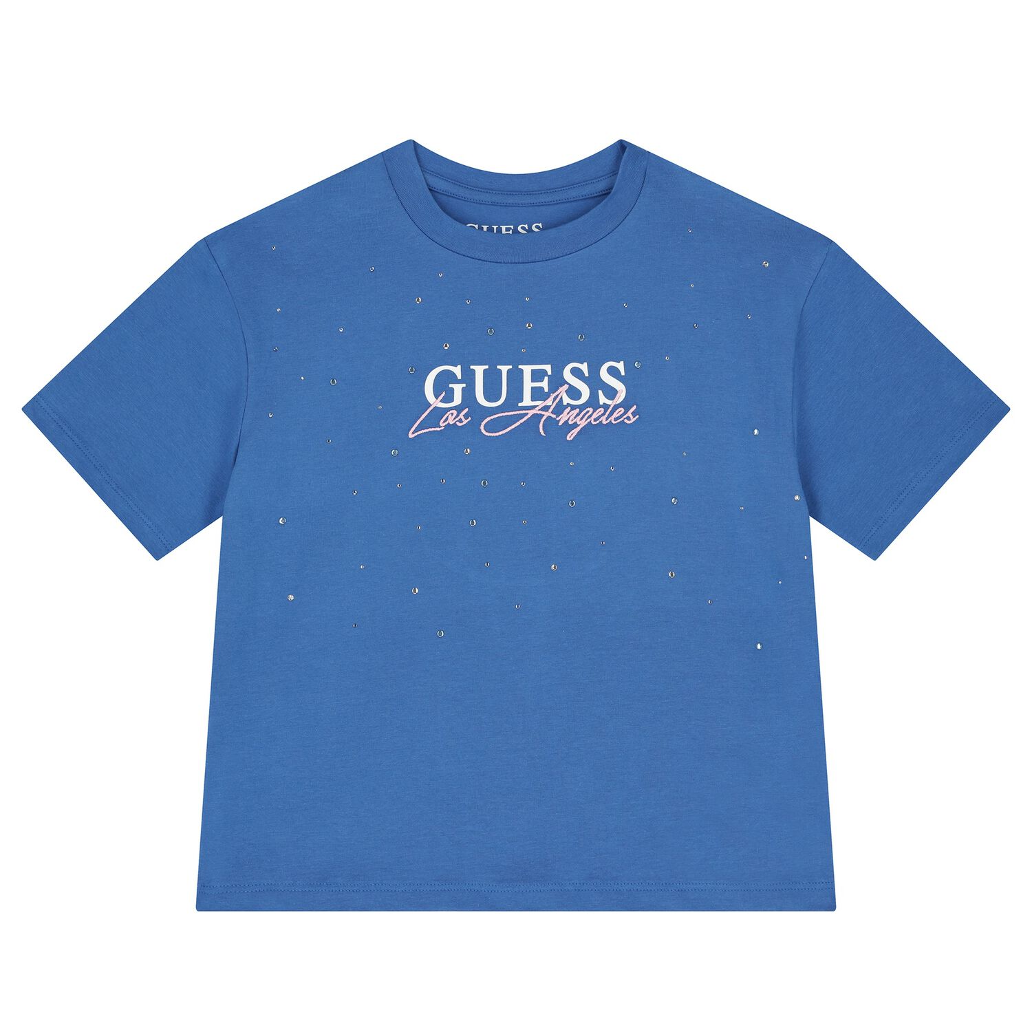 Girls Blue Embellished Logo T-Shirt, 2, hi-res image number null
