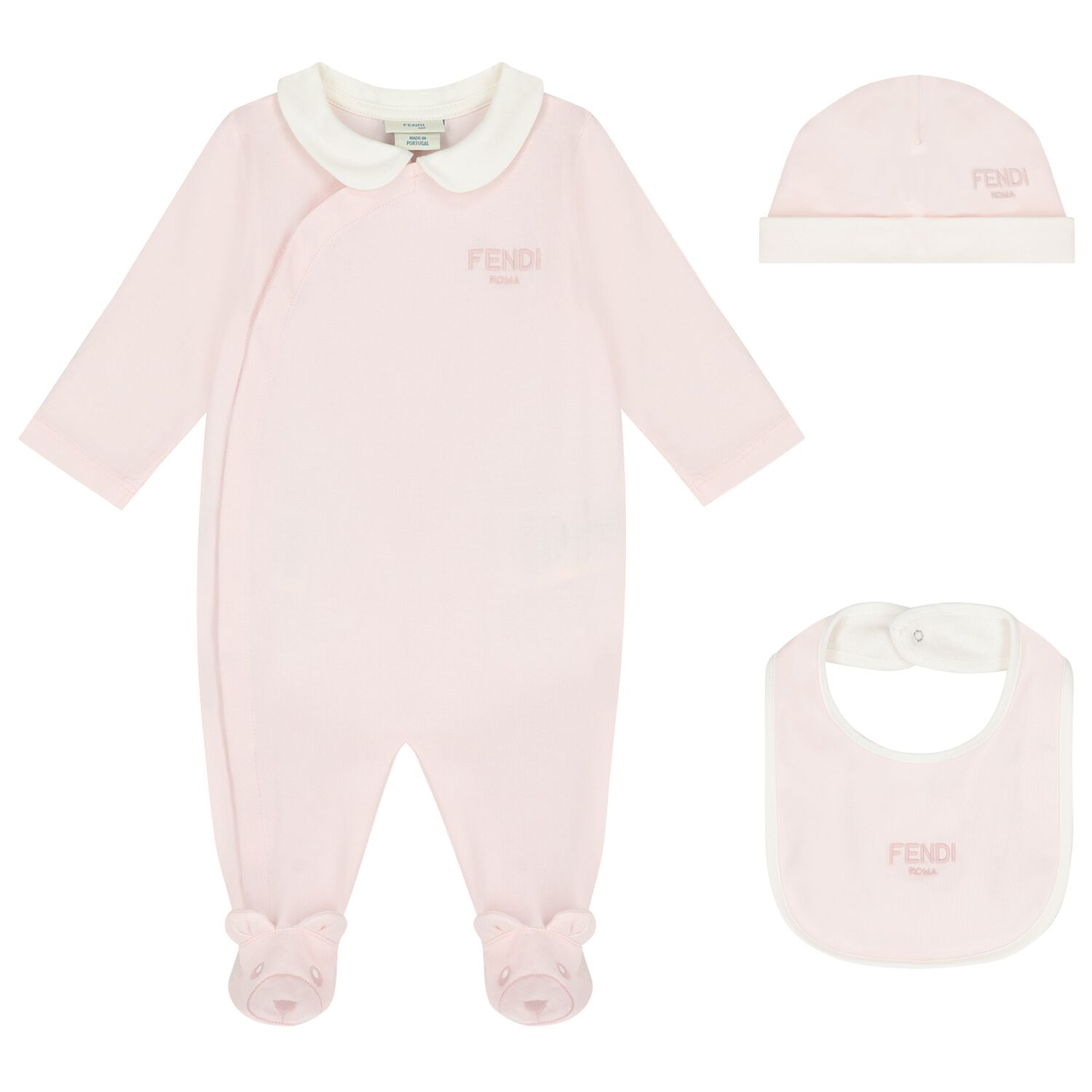 Baby Girls Pink & Ivory Logo Babygrow Gift Set , 1, hi-res