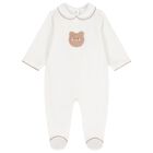Baby Girls Ivory Teddy Bear Babygrow, 1, hi-res