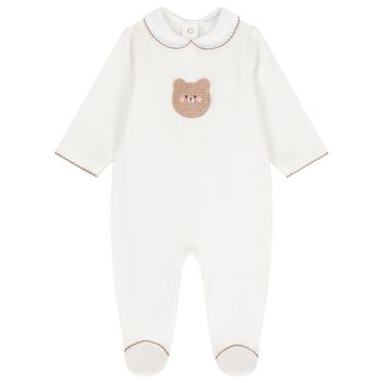 Baby Girls Ivory Teddy Bear Babygrow