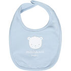 Baby Boys Blue Teddy Bib, 1, hi-res