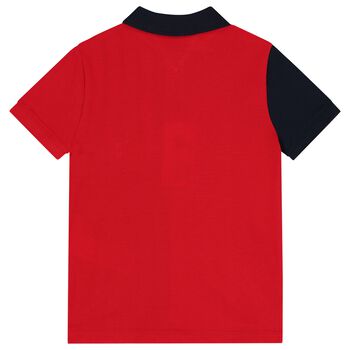 Boys Red, White & Navy Blue Polo Shirt