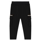 Younger Boys Black Logo Joggers, 1, hi-res