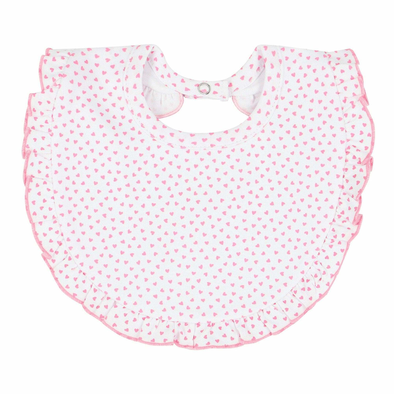 Baby Girls White & Pink Heart Bib, 1, hi-res