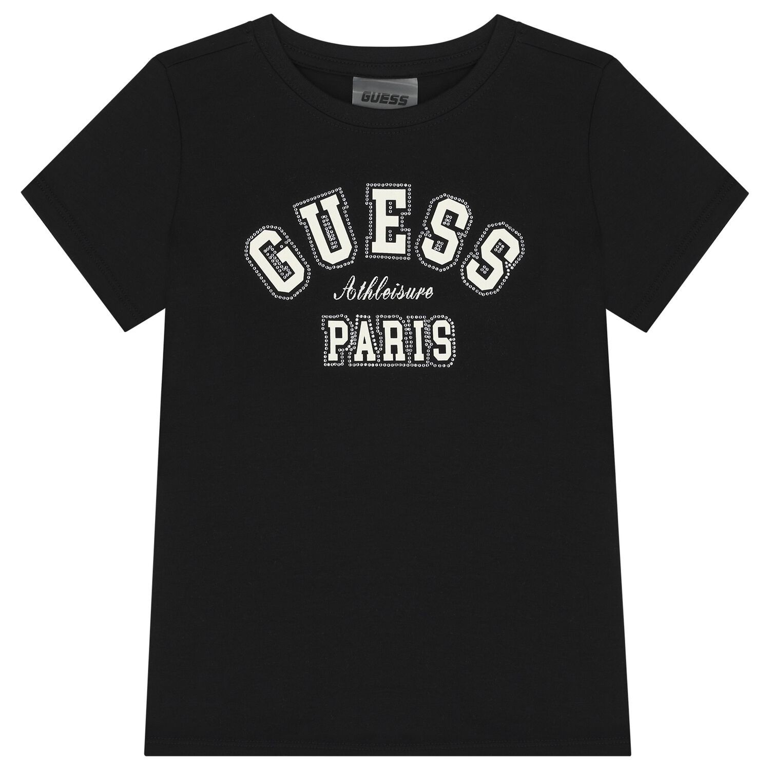 Girls Black Logo Rhinestone T-Shirt, 1, hi-res