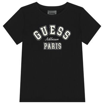 Girls Black Logo Rhinestone T-Shirt