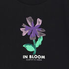 Girls Black Flower T-Shirt, 1, hi-res