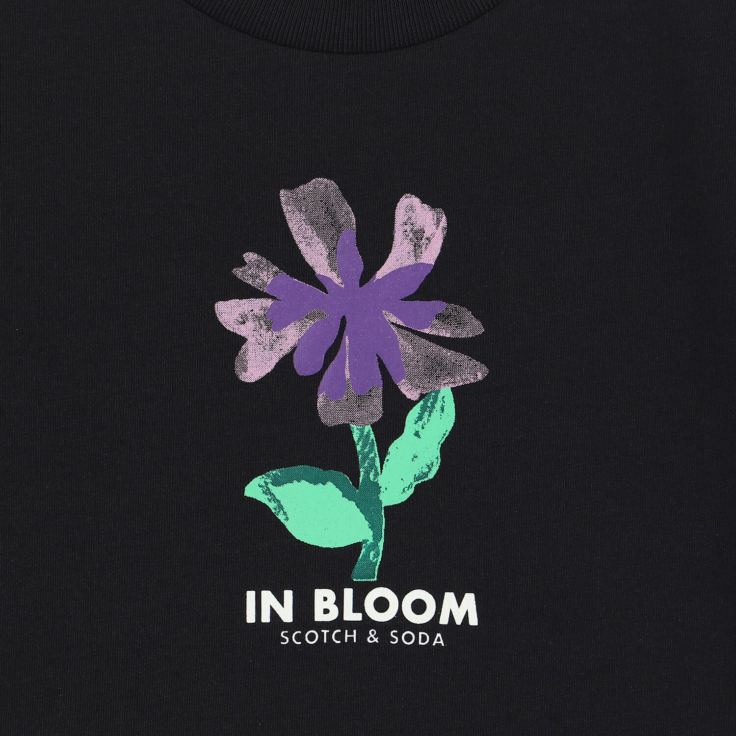 Girls Black Flower T-Shirt, 1, hi-res