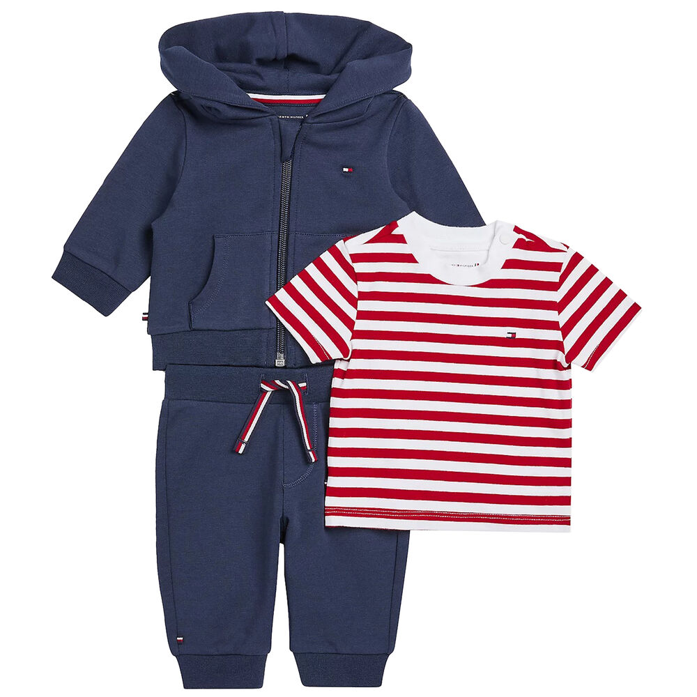 Tommy Hilfiger Baby Boys Navy Logo 3-Piece Tracksuit | Junior UK