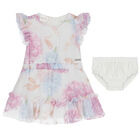 Girls White Floral Dress, 1, hi-res