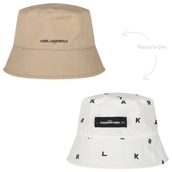 Baby Boys Beige & White Reversible Hat