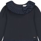 Girls Navy Blue Pleated Dress, 1, hi-res