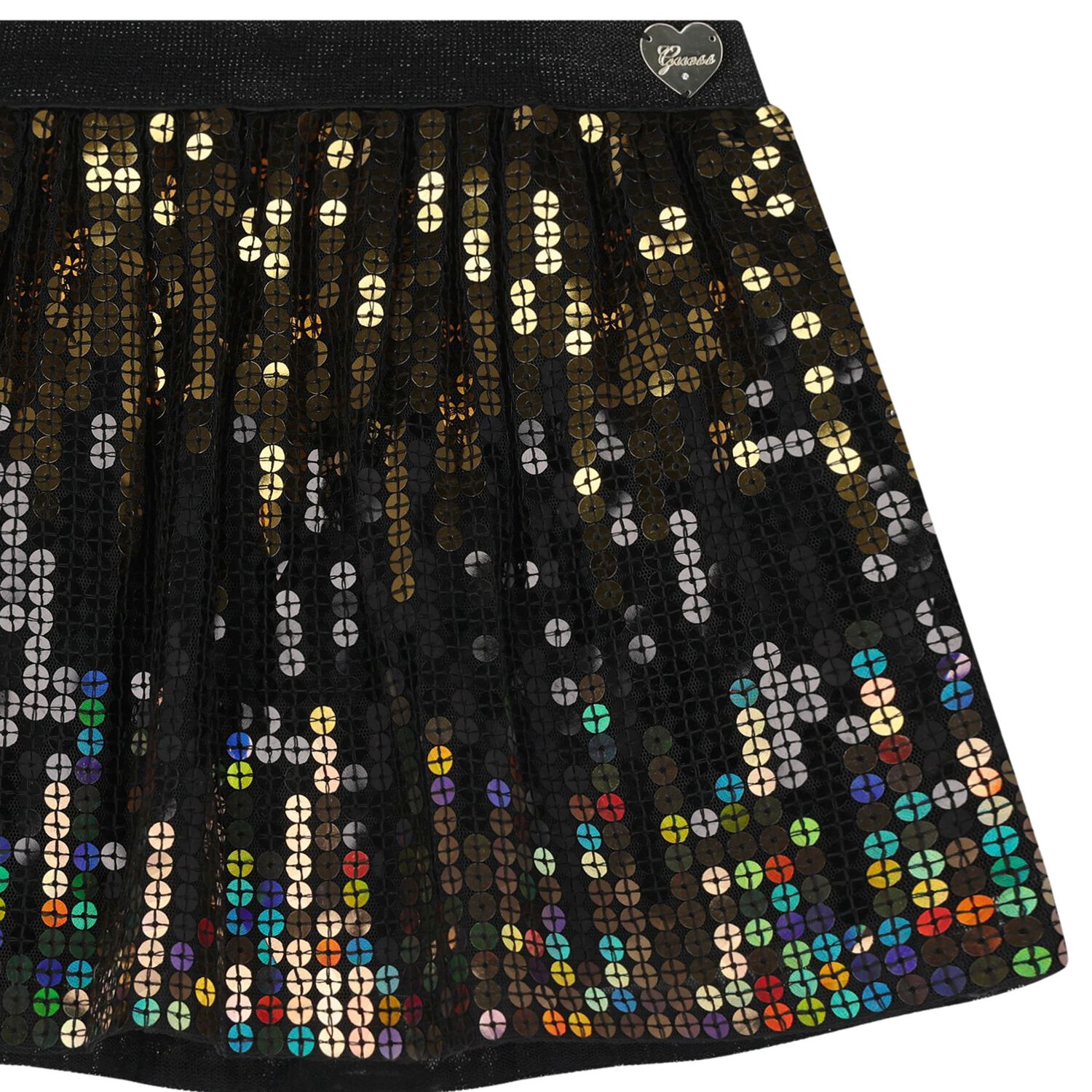 Girls Black Tulle & Gold Sequins Skirt, 1, hi-res