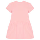 Girls Pink Teddy Bear Logo Dress, 1, hi-res