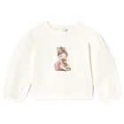 Younger Girls White Printed Long Sleeve Top, 3, hi-res
