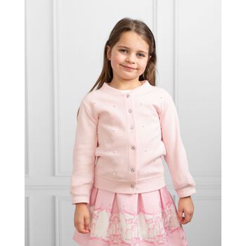 Girls Pink Pearl Cardigan