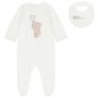 Baby Girls Ivory Teddy Bear Babygrow Set, 1, hi-res