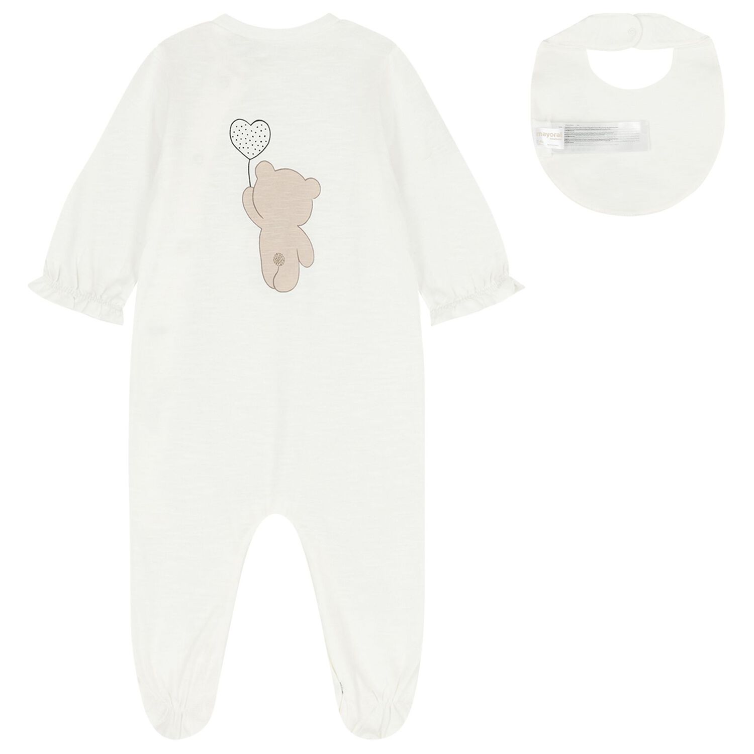 Baby Girls Ivory Teddy Bear Babygrow Set, 1, hi-res
