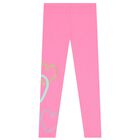 Girls Pink Heart Leggings, 1, hi-res