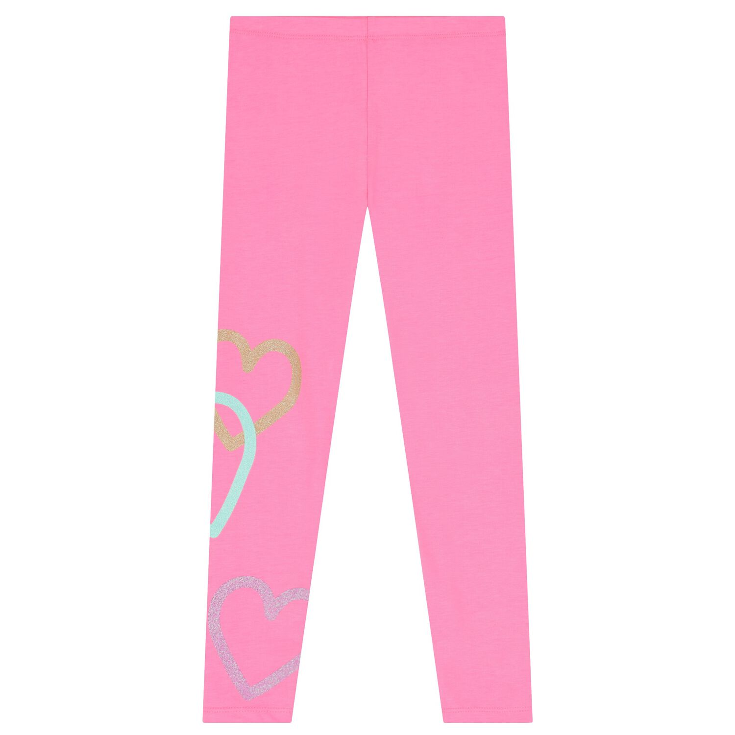 Girls Pink Heart Leggings, 1, hi-res