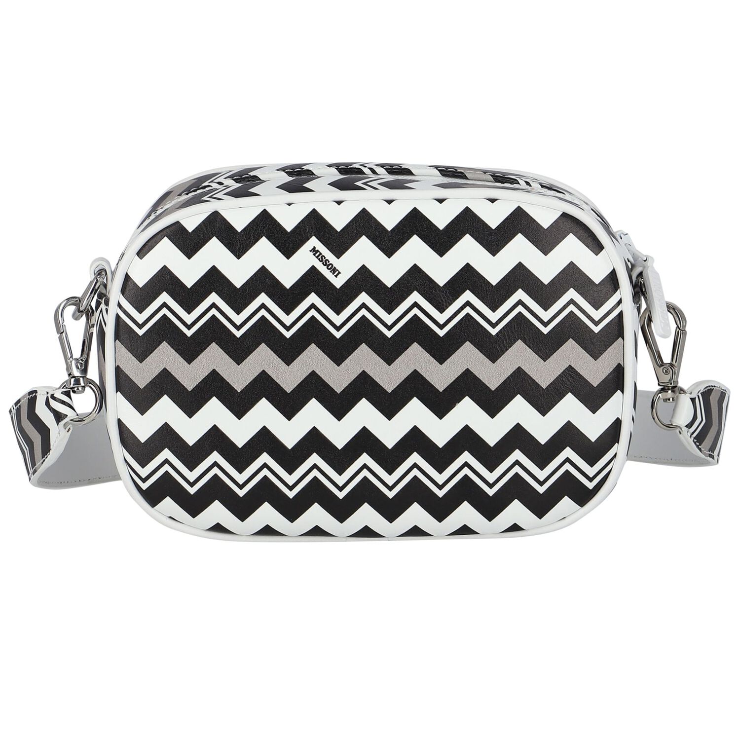 Girls Black & White Logo Zigzag Shoulder Bag, 2, hi-res