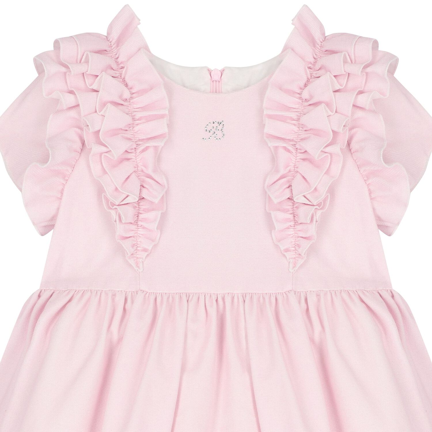 Girls Pink Teddy Bear Ruffled Dress, 1, hi-res image number null