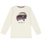 Boys Ivory Vintage Car Logo Long Sleeve Top, 2, hi-res