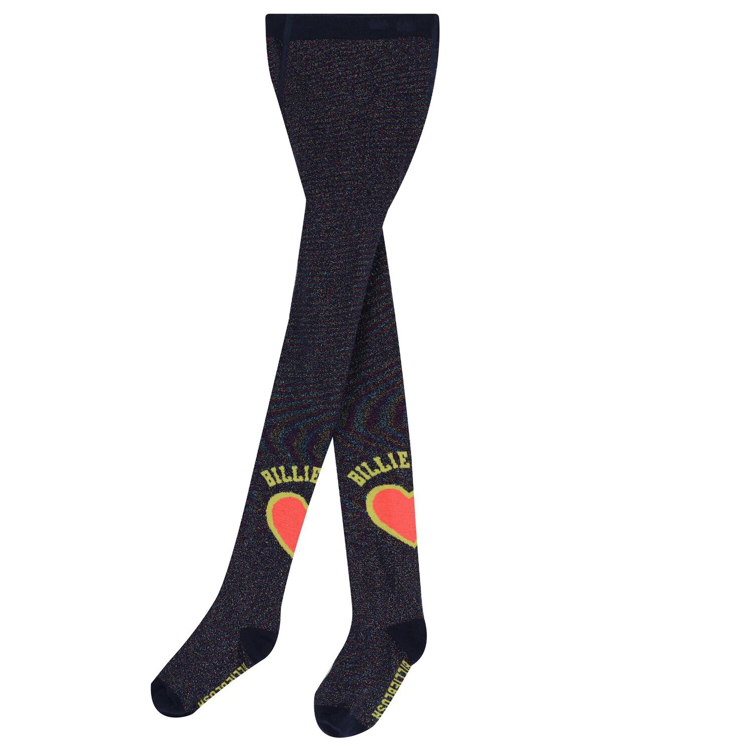 Girls Navy Blue Logo Heart Tights, 1, hi-res image number null