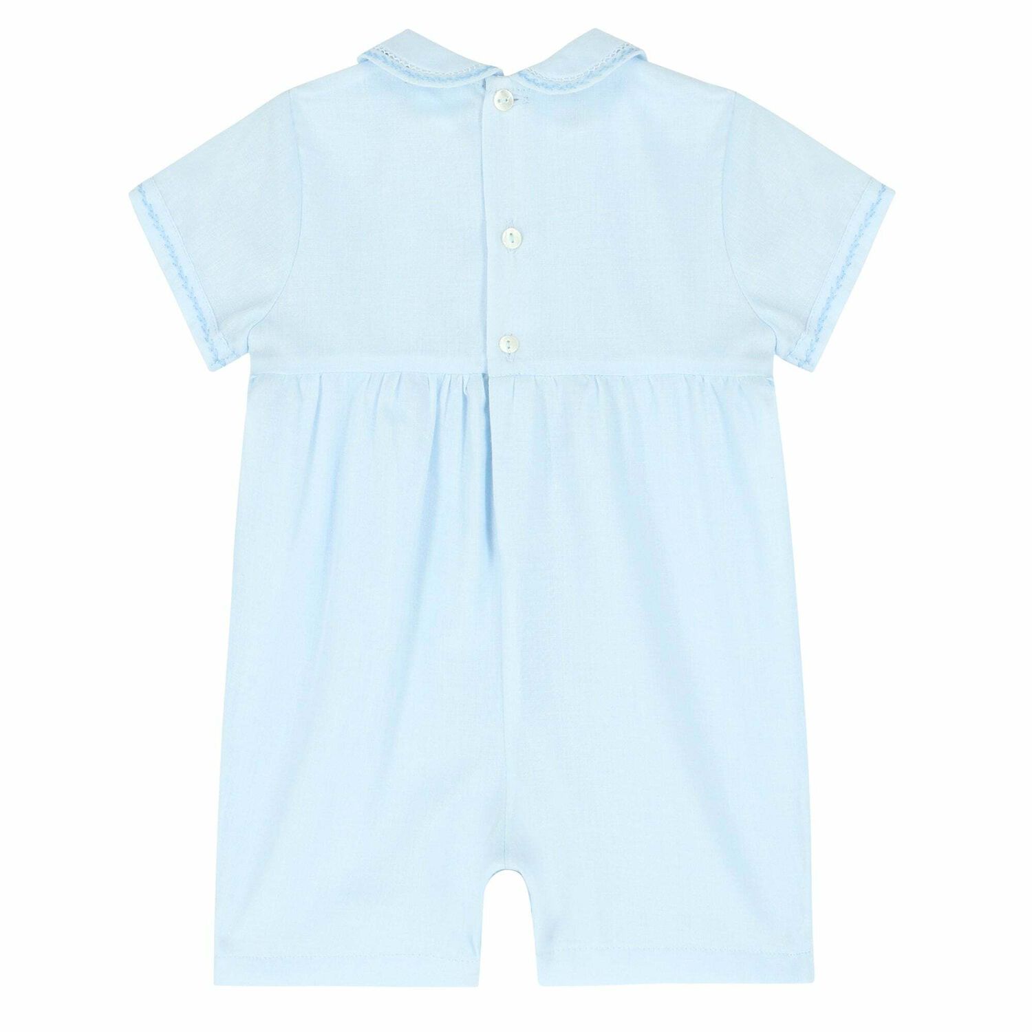 Baby Boys Blue Smocked Romper, 1, hi-res image number null