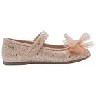 Girls Rose Gold Bow Glitter Shoes, 2, hi-res