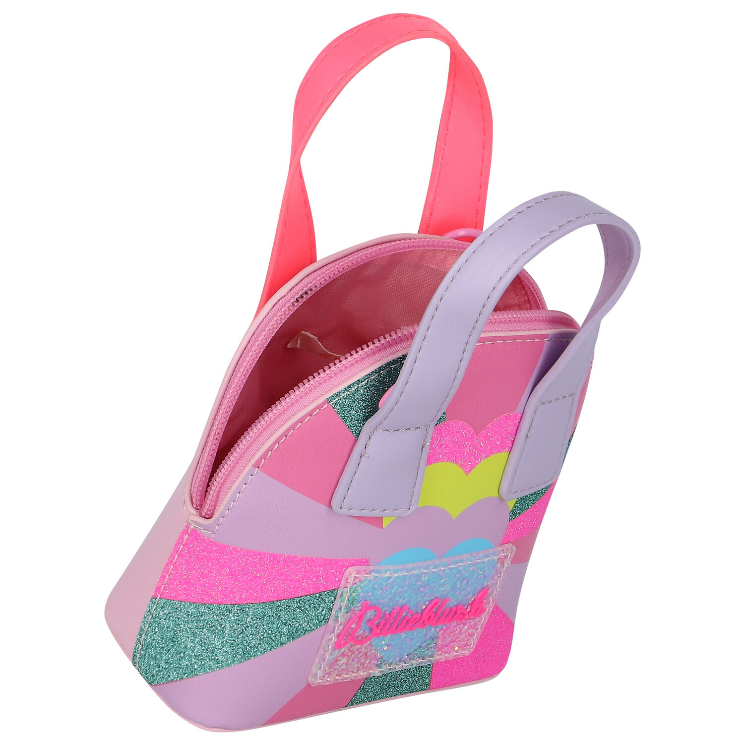 Girls Pink Logo Glittery Rainbow Handbag, 1, hi-res