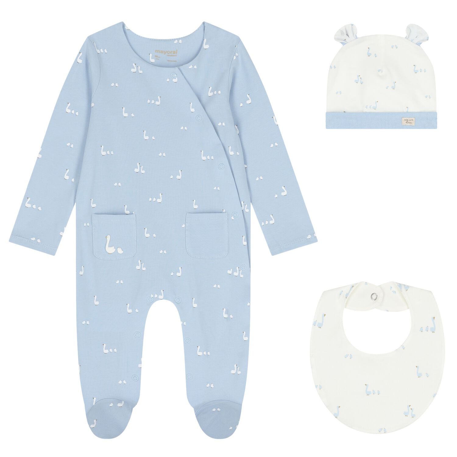Baby Boys Blue & White Babygrow Gift Set, 3, hi-res