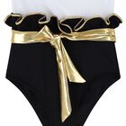 Girls White & Black Ruffled Swimsuit, 1, hi-res