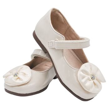 Younger Girls Ivory Patent Leather Shoes