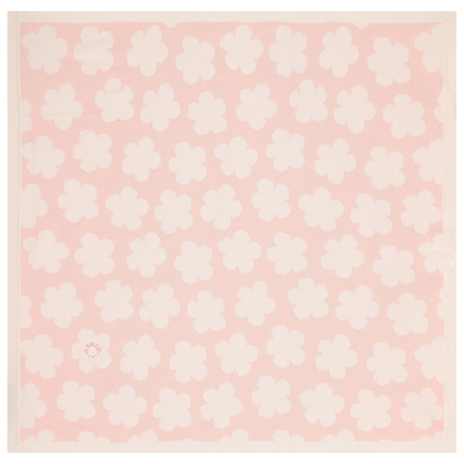 Baby Girls Pink Flower Knitted Blanket, 1, hi-res