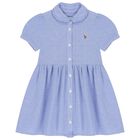Baby Girls Blue Logo Polo Dress Set, 1, hi-res