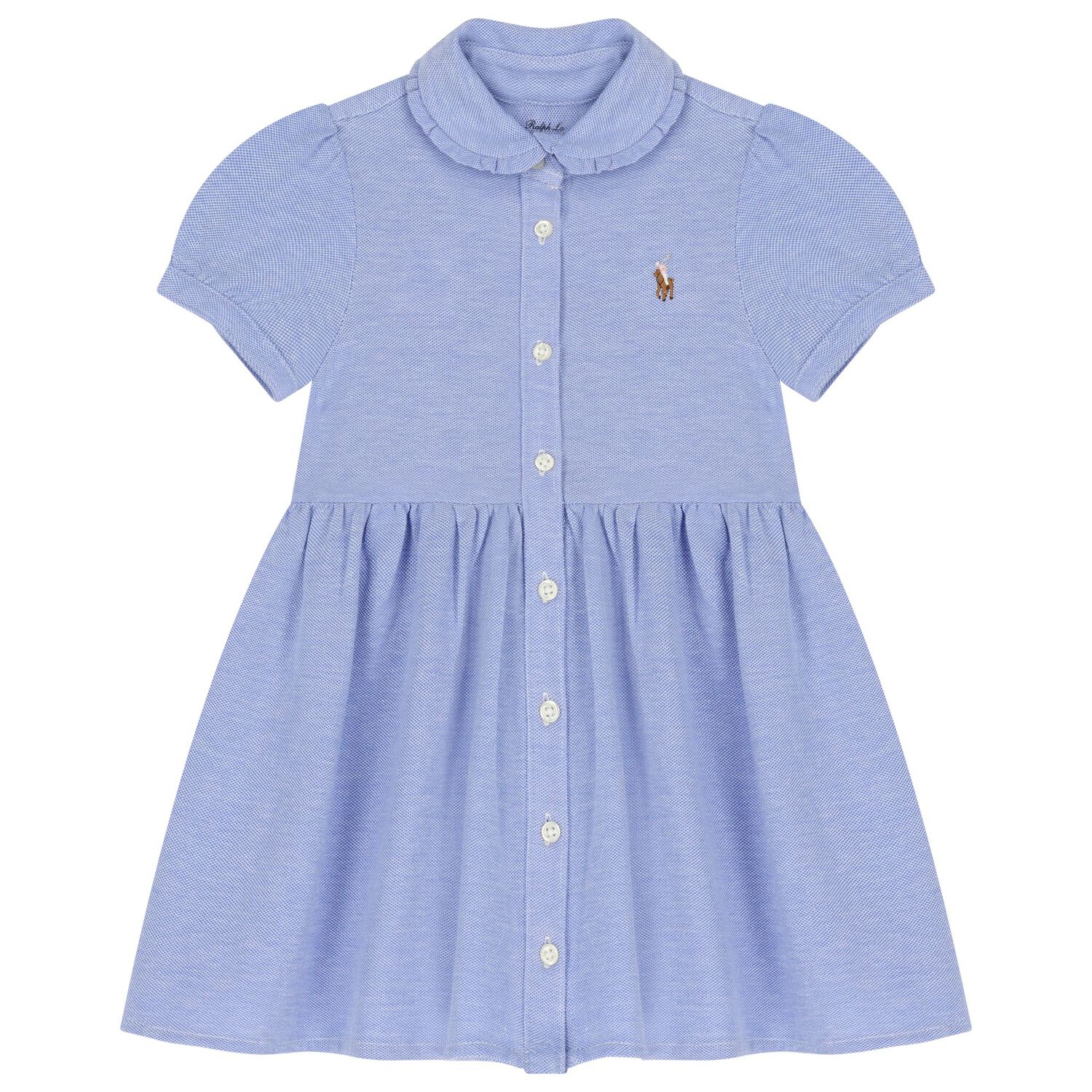 Baby Girls Blue Logo Polo Dress Set, 1, hi-res