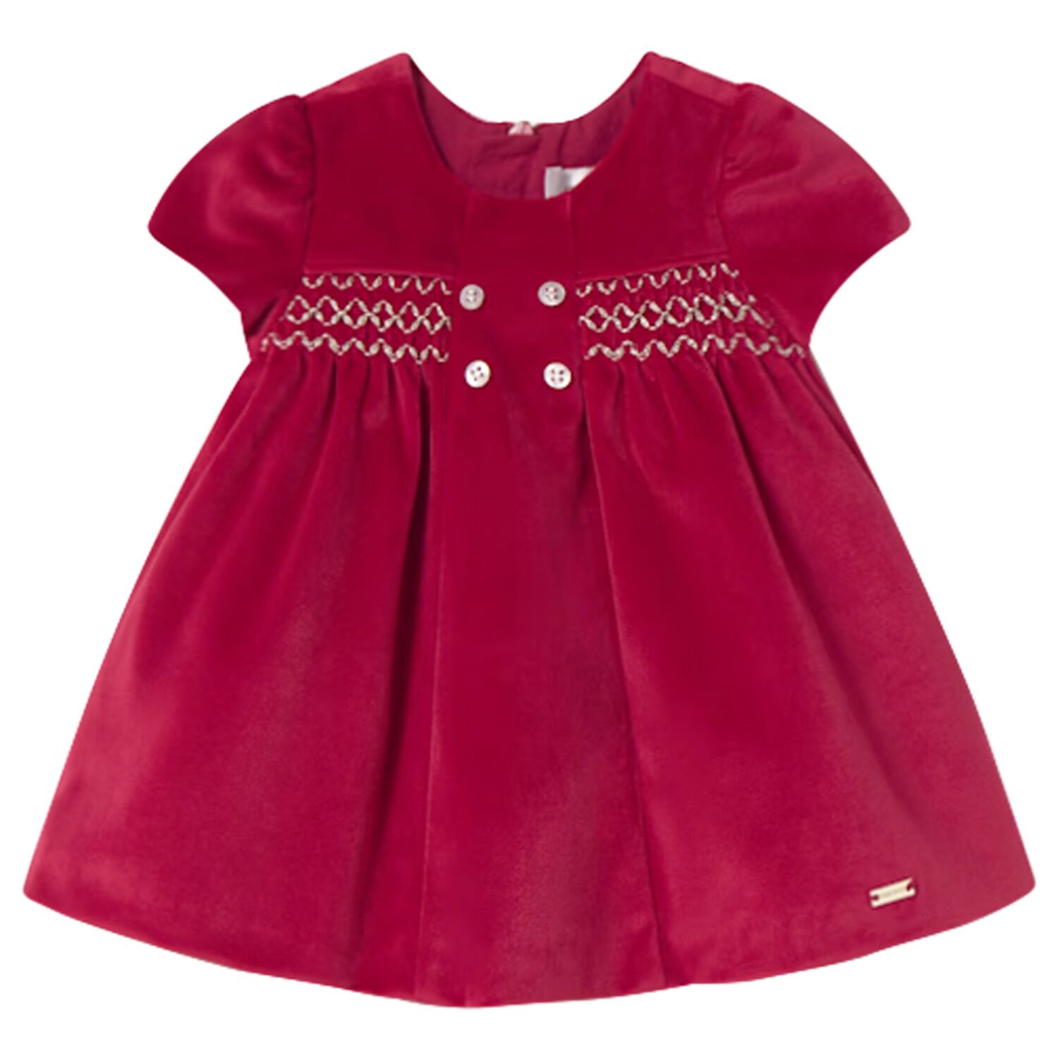 Baby Girls Red Smocked Dress, 2, hi-res